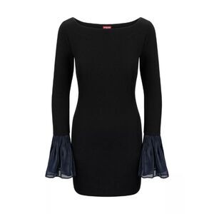 Staud Women's Black Swinton Long-Sleeve Mini Dress Size Medium NWOT D041